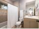 Nice bathroom with shower/tub combo and double vanity at 362 Pelican Flight Dr, Dewees Island, SC 29451