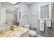 Bathroom with single vanity, toilet and shower/tub combo at 2588 High Hammock Rd, Johns Island, SC 29455