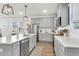 Modern kitchen with gray cabinets, stainless steel appliances, and a large island at 681 Mclernon Trce, Johns Island, SC 29455