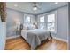 Cozy bedroom with double bed, light blue walls, and hardwood floors at 35 Cypress St, Charleston, SC 29403