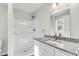 Bathroom with granite countertop, white vanity, and a shower at 2711 Henry St, North Charleston, SC 29405