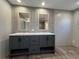 Double vanity bathroom with gray cabinets and quartz countertop at 818 Pigeon Bay Rd, Cross, SC 29436