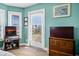 Bedroom with private deck access and ocean views at 202 Mary St, Edisto Island, SC 29438