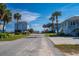 Residential street view showcasing charming coastal homes and palm trees at 202 Mary St, Edisto Island, SC 29438