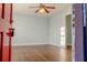 Empty living room with hardwood floors and ceiling fan at 2736 Star Drive, North Charleston,  29406