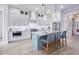 Modern kitchen with white cabinets, a blue island, and stainless steel appliances at 268 Clearpath Dr, Summerville, SC 29486