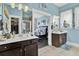 Double vanity bathroom with a view of the bedroom and walk-in shower at 211 Ilderton St, Summerville, SC 29483