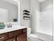 Clean bathroom with a shower/tub combo and wood vanity at 108 Glenspring Dr, Summerville, SC 29486