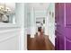 Bright entryway with hardwood floors and purple door at 108 Glenspring Dr, Summerville, SC 29486