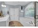 Relaxing bathroom with soaking tub, double vanity, and large shower at 3400 Henrietta Hartford Rd, Mount Pleasant, SC 29466