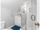 Small bathroom with a single vanity, toilet and a glass shower at 3400 Henrietta Hartford Rd, Mount Pleasant, SC 29466