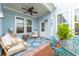 Inviting patio with seating area, dining table, and lush greenery at 104 True Blue, Summerville, SC 29486