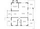 Two-bedroom, two-bathroom floor plan, with a spacious living area and sunroom at 3131 Palmetto Blvd, Edisto Island, SC 29438