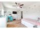 Bright bedroom with a trundle bed, built-in dresser, and ceiling fan at 1421 Oldenburg Dr, Mount Pleasant, SC 29429