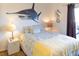 Bedroom with a full-size bed and ocean decor at 3611 Yacht Club Rd # B, Edisto Island, SC 29438