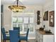 Elegant dining room featuring a round glass table and teal chairs at 404 Claymoor Village Ln, Summerville,  29486