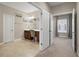 Double vanity bathroom with a large mirror and neutral tile flooring at 224 Berwick Dr, Summerville,  29483