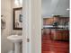 Convenient powder room with pedestal sink and dark wood vanity at 224 Berwick Dr, Summerville,  29483