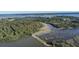 Aerial view of waterfront property with lush trees and marsh at 4415 Lord Proprietors Rd, Hollywood, SC 29449