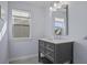 Bathroom with gray vanity and hexagon tile floor at 1187 Landau Ln, Mount Pleasant,  29466