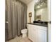 Clean bathroom with shower/tub combo and granite countertop at 221 S Plaza Ct # 107, Mount Pleasant, SC 29464