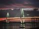 Dramatic sunset over Arthur Ravenel Jr. Bridge at 221 S Plaza Ct # 107, Mount Pleasant, SC 29464