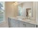 Elegant bathroom featuring a double vanity with marble countertop and gray cabinets at 4156 O'Hear Ave, North Charleston, SC 29405