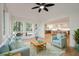 Living Room with light and airy feel, open to kitchen at 592 Oyster Rake Dr, Kiawah Island, SC 29455