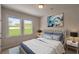 Bedroom with a plush bed, nightstands, and large windows offering a nature view at 149 Winding Grove Ln, Moncks Corner, SC 29461