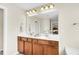 Double vanity bathroom with a large mirror and plenty of storage at 223 Laurel Crest Way, Summerville, SC 29486