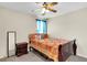 Bedroom with a sleigh bed, ceiling fan, and nightstand at 223 Laurel Crest Way, Summerville, SC 29486