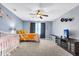 Spacious bedroom with a crib, ceiling fan, and TV at 223 Laurel Crest Way, Summerville, SC 29486
