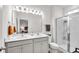 Double vanity bathroom with a large mirror and shower at 823 Recess Point Dr, Moncks Corner, SC 29461