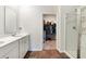 Bathroom boasts double vanity, walk-in shower, and linen closet at 314 Black Birch Dr, Summerville, SC 29486