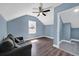 Cozy bedroom with hardwood floors and ceiling fan at 118 Carter, Walterboro, SC 29488