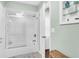 Bathroom with a shower/tub combo and white subway tile at 1304 Pilsdon Crest, Mount Pleasant, SC 29464