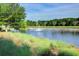 Pond with fountain and lush greenery at 496 Oak View Way, Summerville, SC 29483