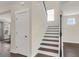 Modern staircase with dark wood treads and white risers at 111 Rum Neck St, Summerville, SC 29486