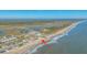 Aerial perspective of a coastal area, highlighting the property's beachfront location at 108 Palmetto Blvd, Edisto Beach, SC 29438