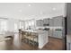 Modern kitchen with gray cabinets, granite countertops, and island at 1447 Clay Field Trl, Summerville, SC 29485