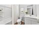 Bathroom with a tub shower combination, vanity, and linen closet at 204 West Bradford Pointe Dr, Summerville, SC 29486