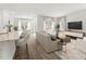 Open concept living space with kitchen island and hardwood floors at 319 Calm Water Way, Summerville, SC 29486