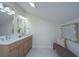 Elegant bathroom with double vanity, quartz countertop, and large mirror at 738 Olney Rd, Charleston, SC 29414