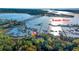 Aerial view showing home's location on waterfront property at 122 Cainhoy Landing Rd, Charleston, SC 29492