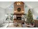 Brick fireplace is the focal point of the living room at 122 Cainhoy Landing Rd, Charleston, SC 29492