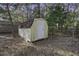White storage shed in backyard, providing extra storage space at 208 Janice St, Goose Creek, SC 29445