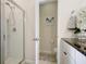 Bathroom with a shower, toilet and granite countertop at 119 Osage Way, Summerville, SC 29483