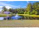 Serene community pond with fountain and lush landscaping at 213 Oak View Way, Summerville, SC 29483