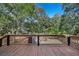 Backyard deck with wooden railing and a view of the trees at 2305 Myrtle St, Edisto Beach, SC 29438