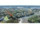 Aerial view showing home's location in a quiet, tree-lined neighborhood at 46 Chadwick Dr, Charleston, SC 29407